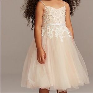 Floral Applique Spaghetti Strap Flower Girl Dress